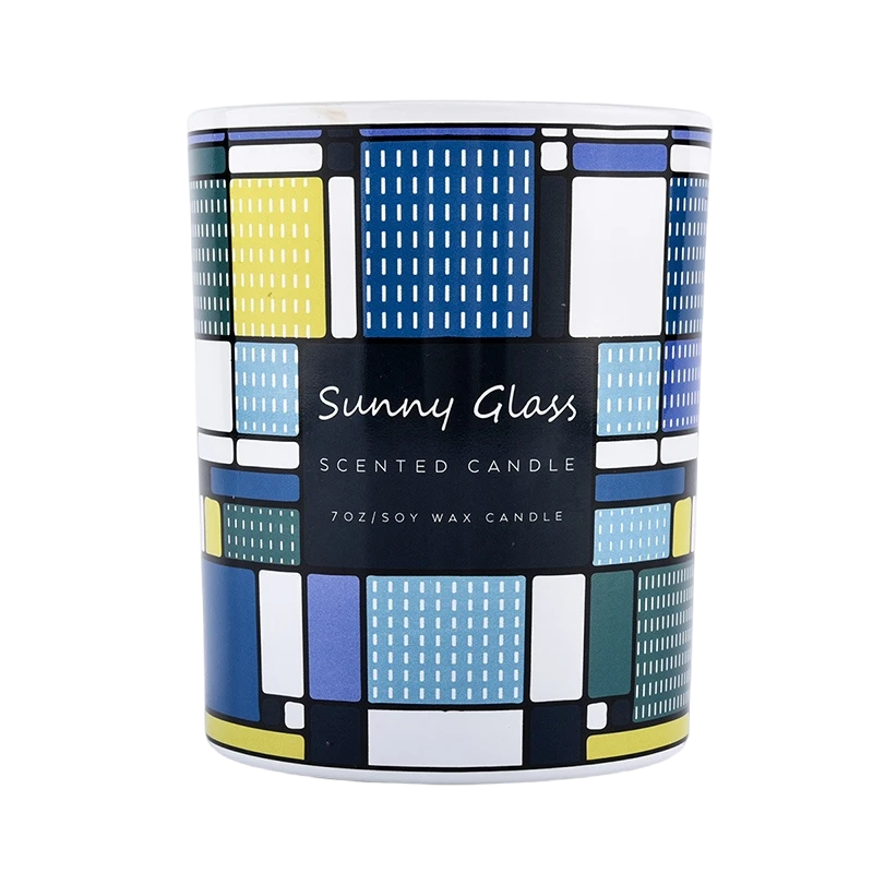 Suporte de vela perfumado de vidro geométrico colorido personalizado