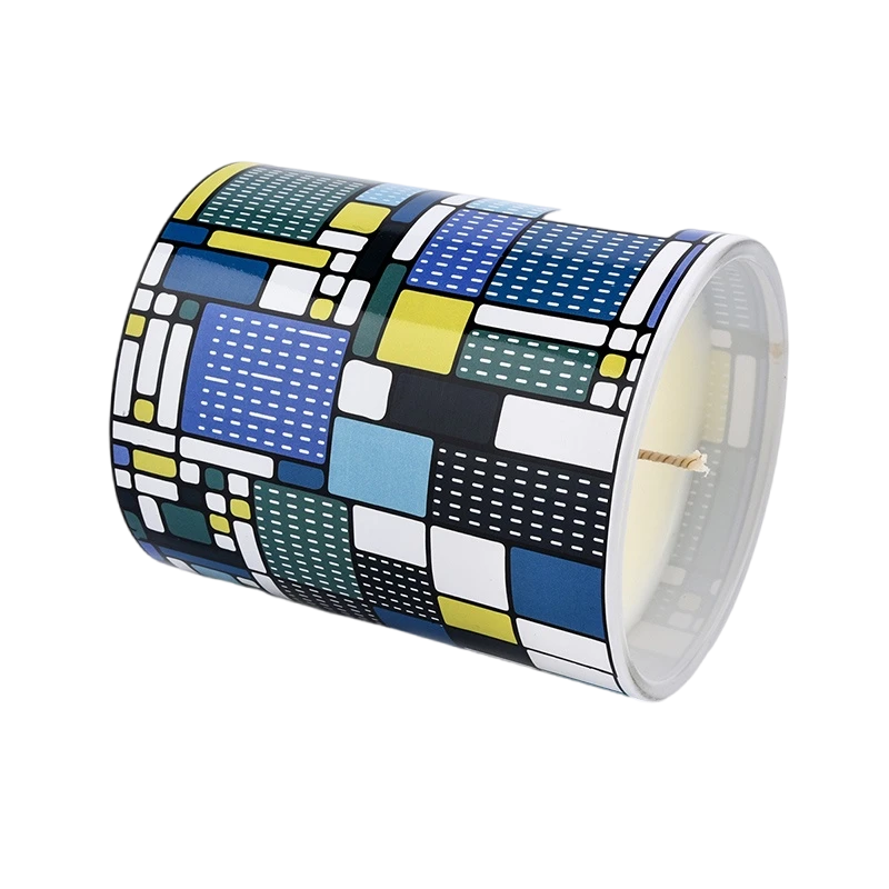 Suporte de vela perfumado de vidro geométrico colorido personalizado