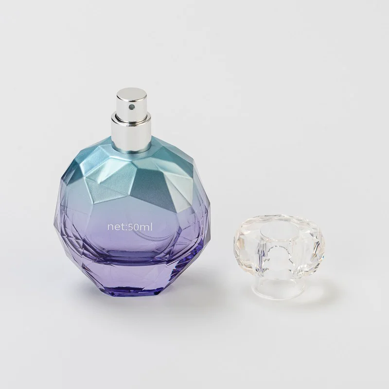 Luxury Ion Plating Finish 50ml Glass Small Perfume Spray Bottle with Lid
