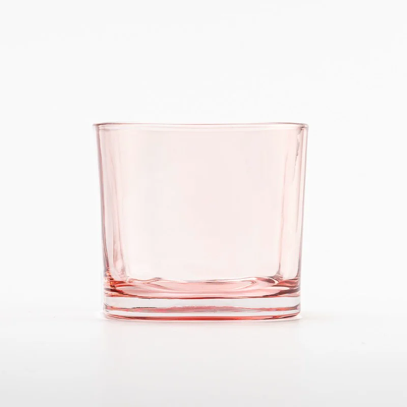 Modern Style Transparent Pink Glass Vessel Candle Holder for Home Fragrance