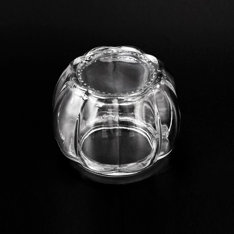 Modern Transparent pumpkin Shaped Glass Jar Wholesale for Home Decor 