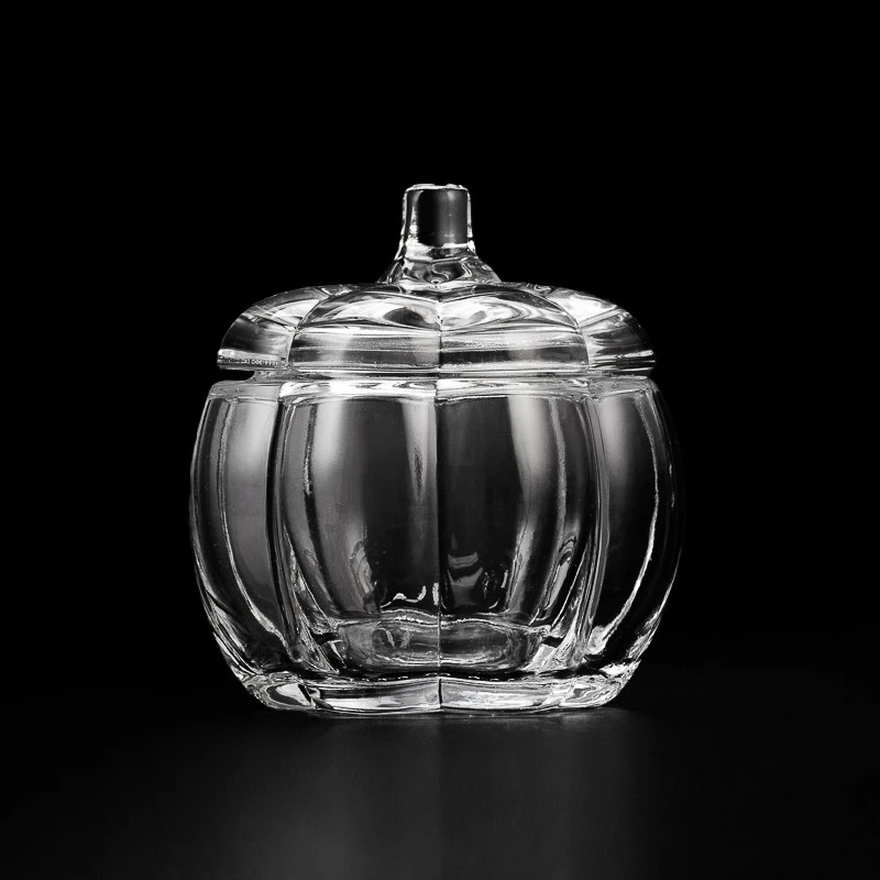 Modern Transparent pumpkin Shaped Glass Jar Wholesale for Home Decor 