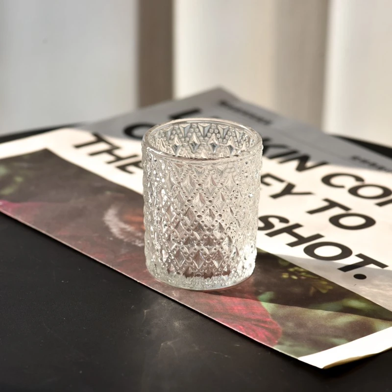 Fancy Texture Transparent Custom Color Glass Empty 2.5oz Candle Jar for Wholesaling