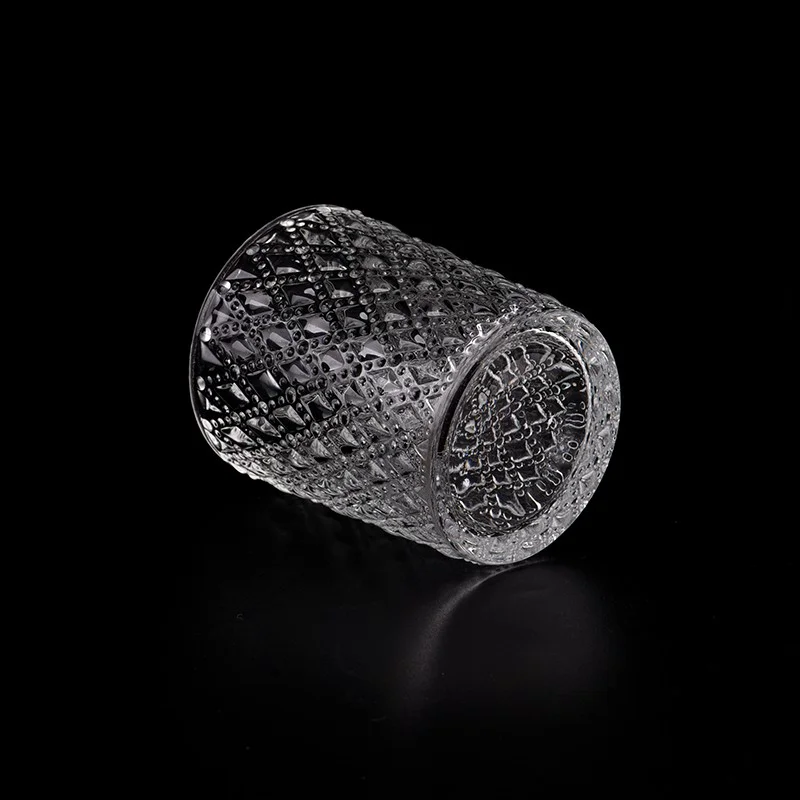 Fancy Texture Transparent Custom Color Glass Empty 2.5oz Candle Jar for Wholesaling