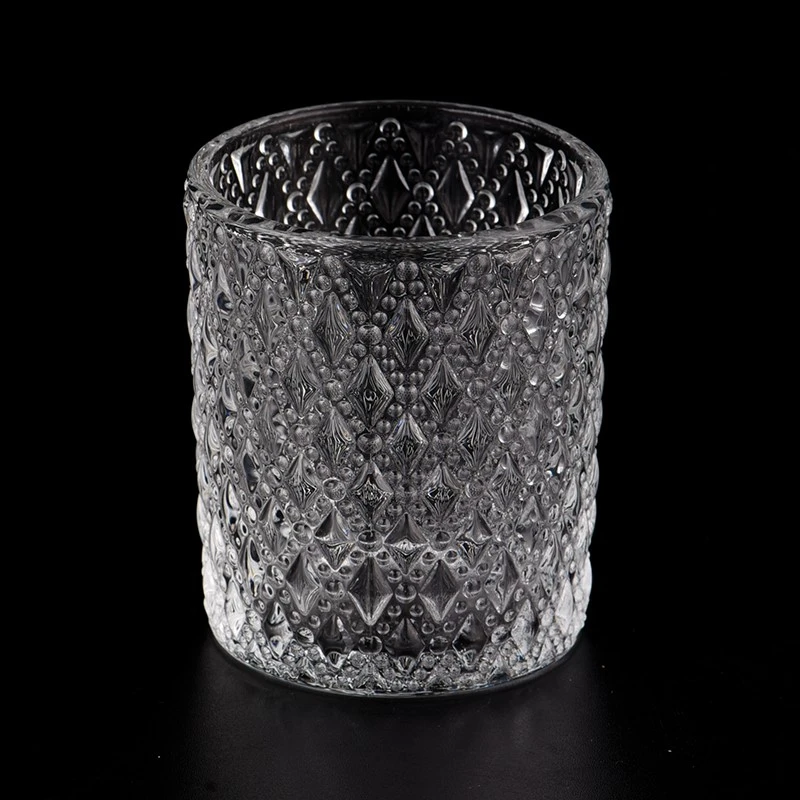 Fancy Texture Transparent Custom Color Glass Empty 2.5oz Candle Jar for Wholesaling