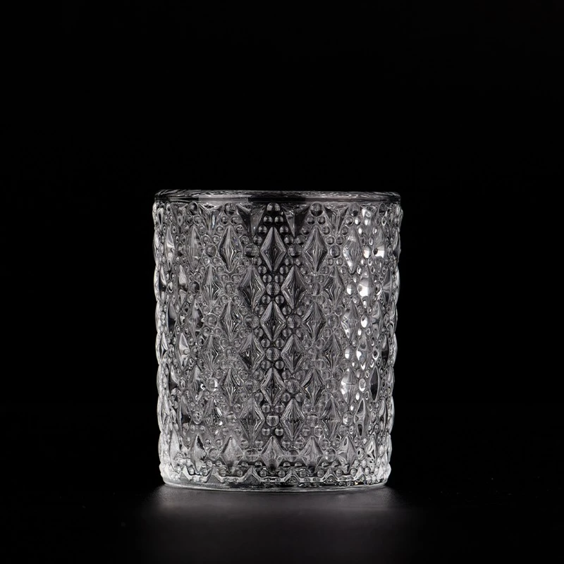 Fancy Texture Transparent Custom Color Glass Empty 2.5oz Candle Jar for Wholesaling