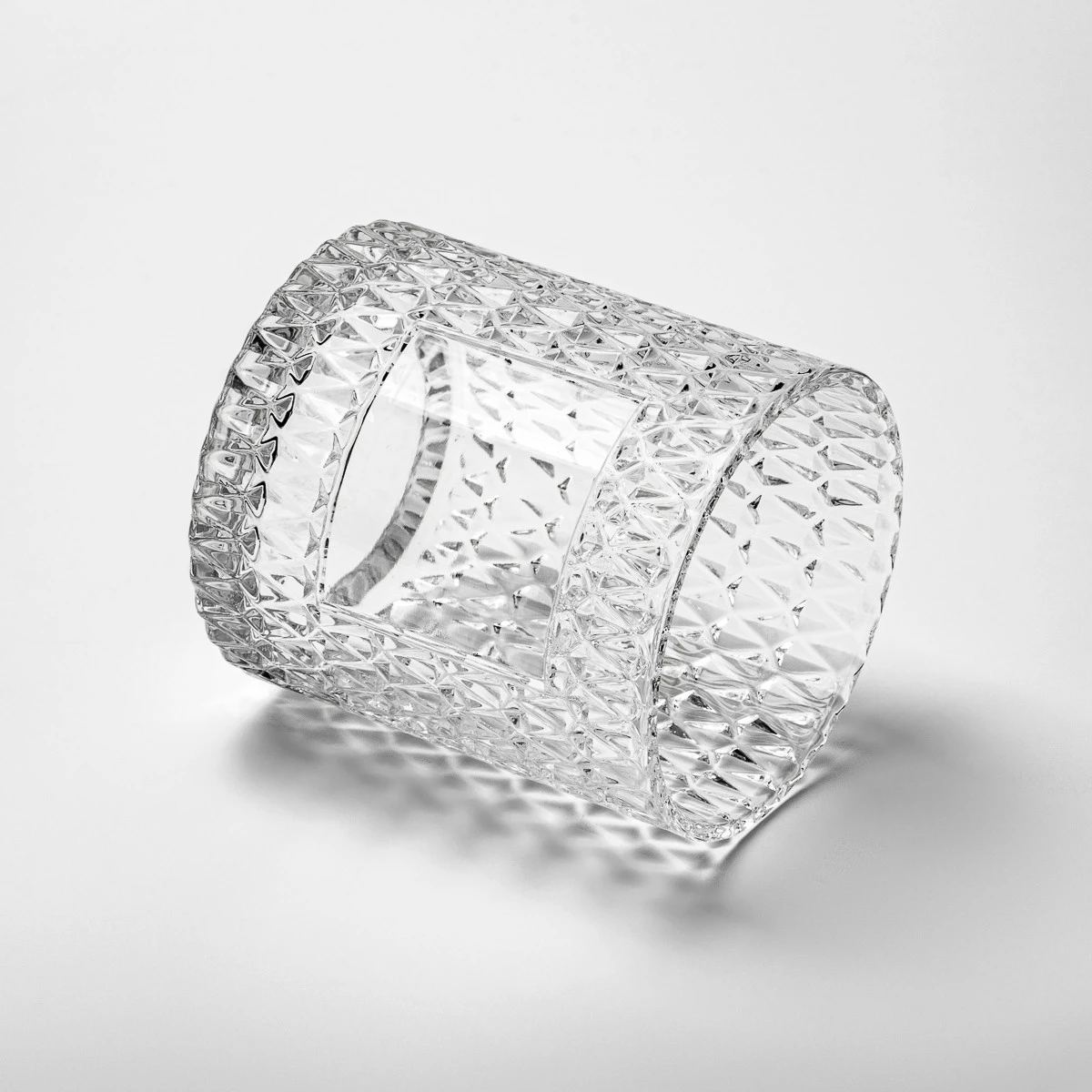 Emboss Surface Cylinder Glass Jar Empty Candle Jar for Candle Packaging