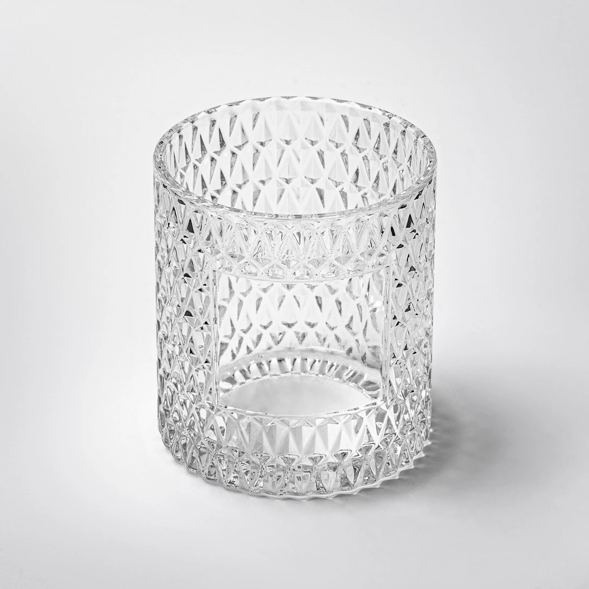 Emboss Surface Cylinder Glass Jar Empty Candle Jar for Candle Packaging