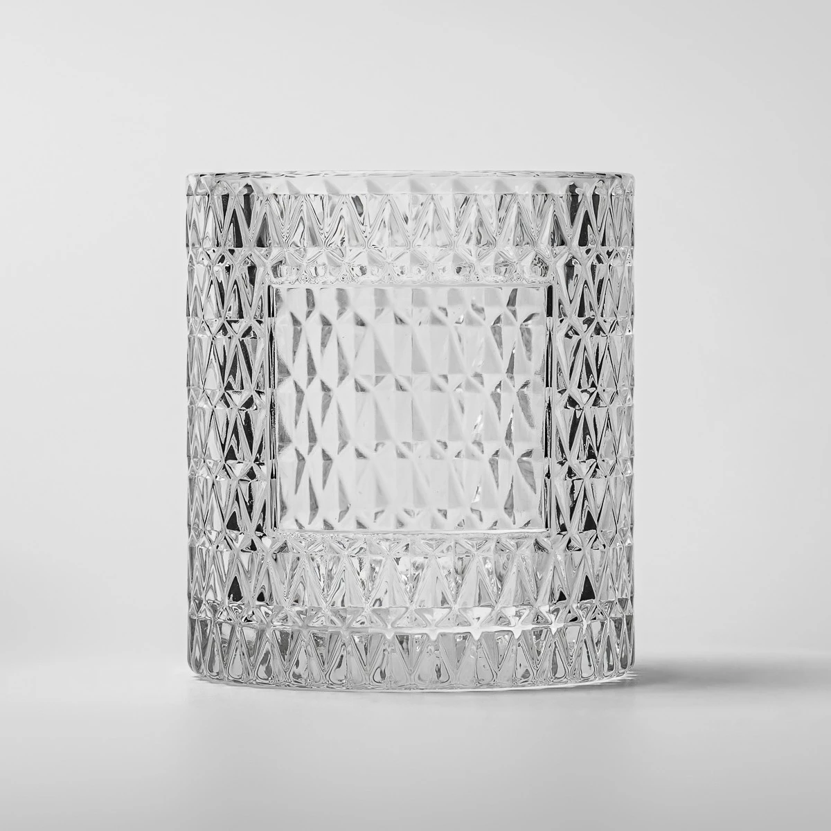 Emboss Surface Cylinder Glass Jar Empty Candle Jar for Candle Packaging