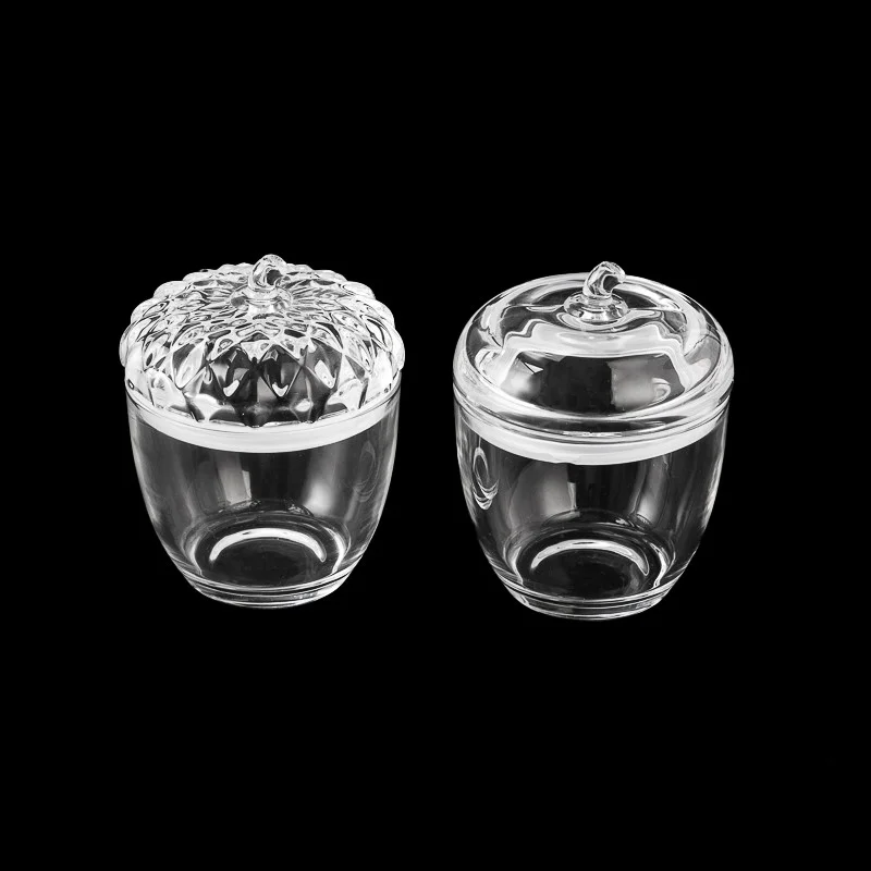 Wholesale 545ml pine cone shape glass candle jar with matched glass lids & handle - COPY - gfwepi