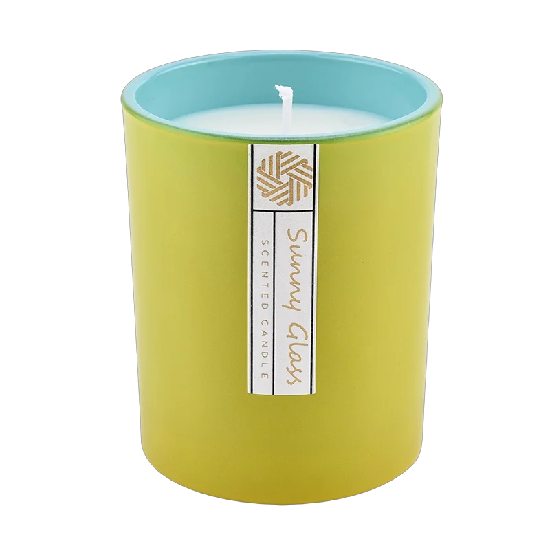 Hurtowa sprzedaż słoików ze świecami ze szkła gradientowego w kolorze zielono-niebieskim, do pojemników do dekoracji zapachów