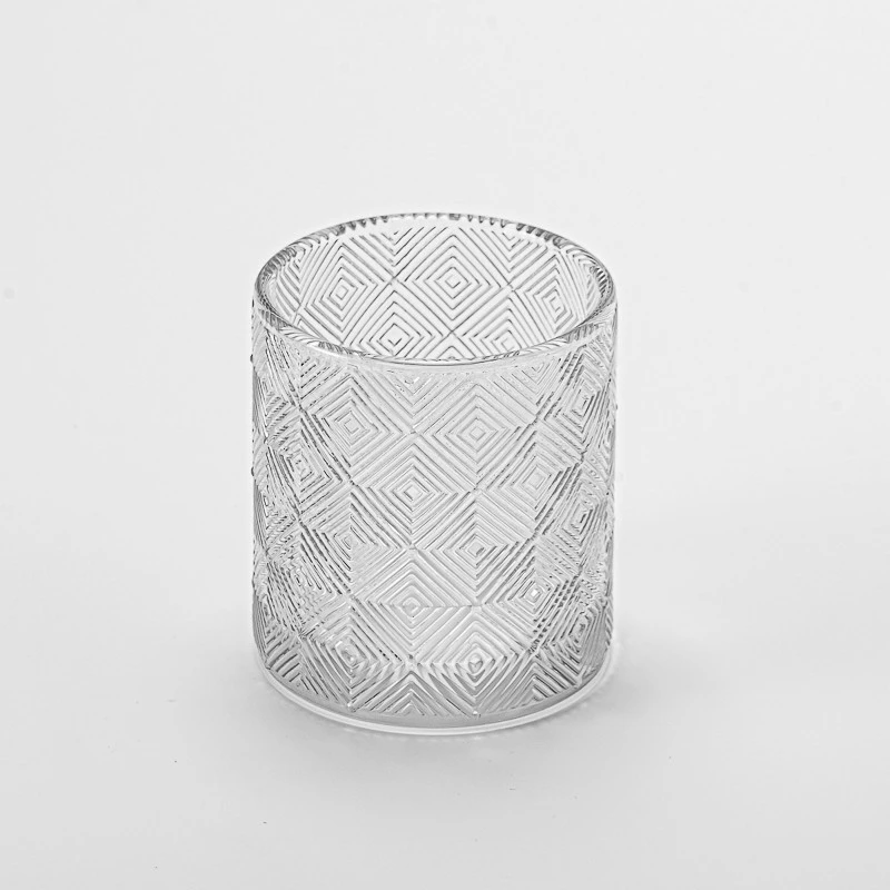 Luxury Texture Decor Transparent Glass Candle Jar for Candle Making