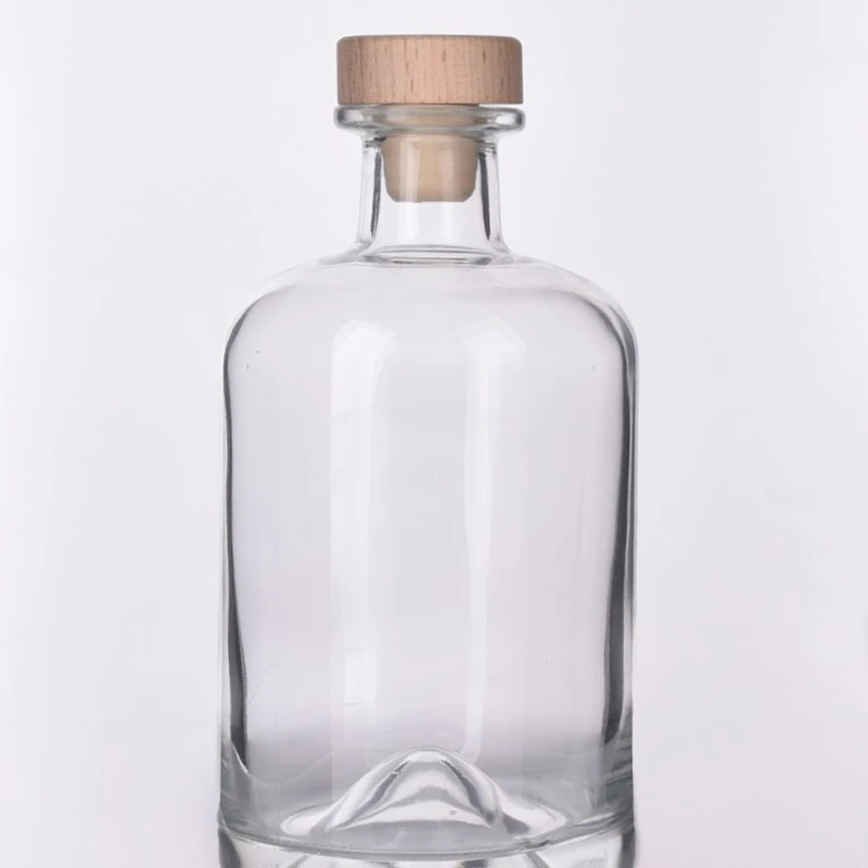 Wholesale Unique Bottom 524ML Clear Glass Bottle with Stopper