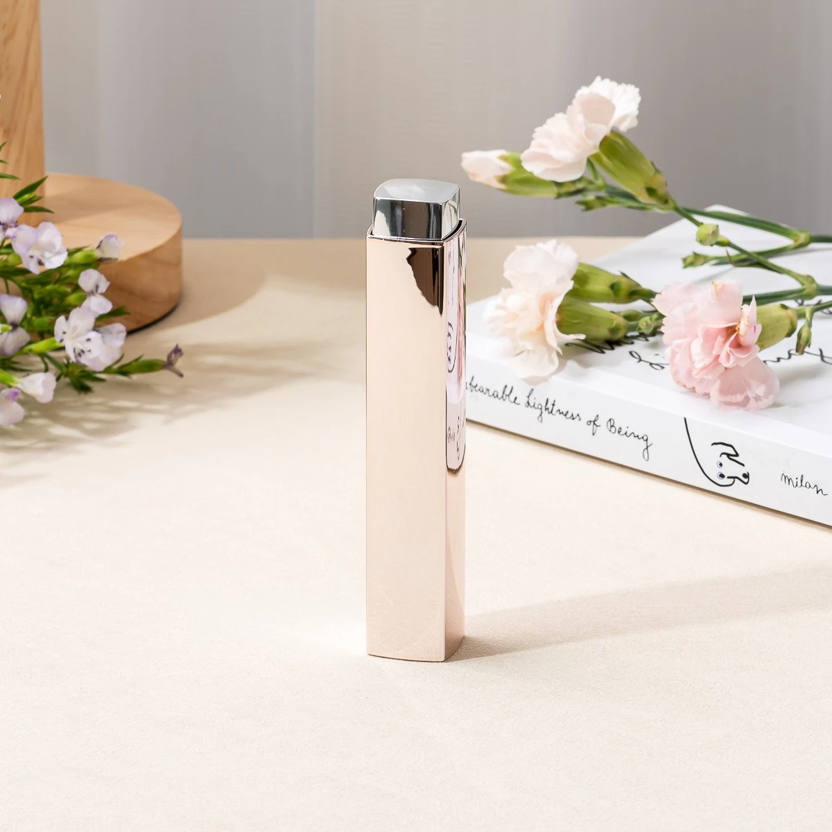 Empty Square Aluminum 5ml Click Press Bottom Refillable Perfume Atomizer for Travel