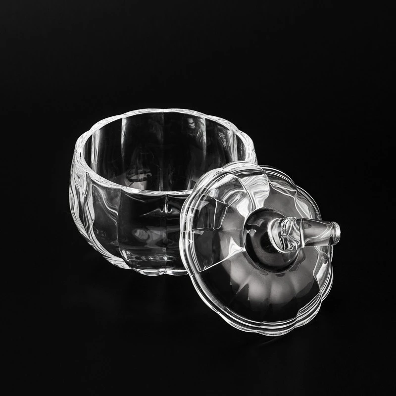 Popular Pumpkin Style Glass Vessel 255ml Candle Jar with Glass Lid