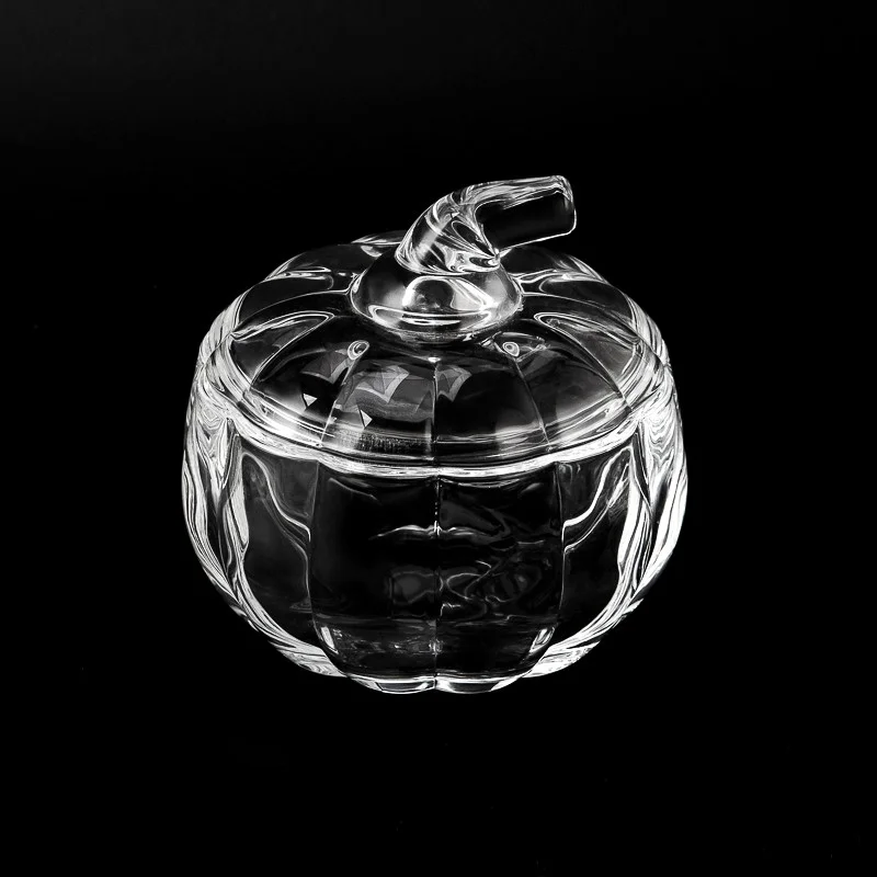 Popular Pumpkin Style Glass Vessel 255ml Candle Jar with Glass Lid