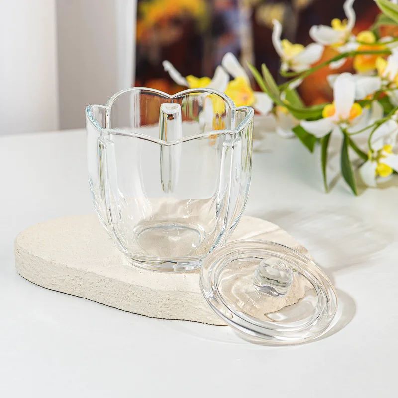 New Unique Style Customize Color Glass Vessel 6oz Empty Candle Holder with Lid