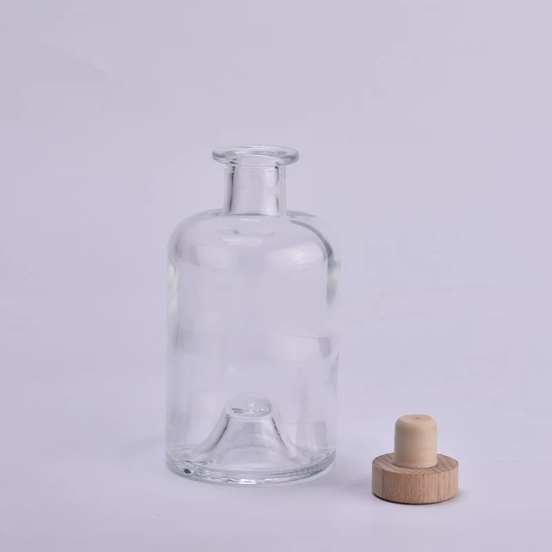 Custom logo 398ml clear Glass Fragrance Bottle Perfume Essential Oil Glass Bottle with Bottle Stopper