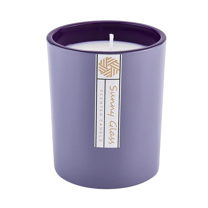 Jarra de vela perfumada de vidro roxo elegante e personalizada