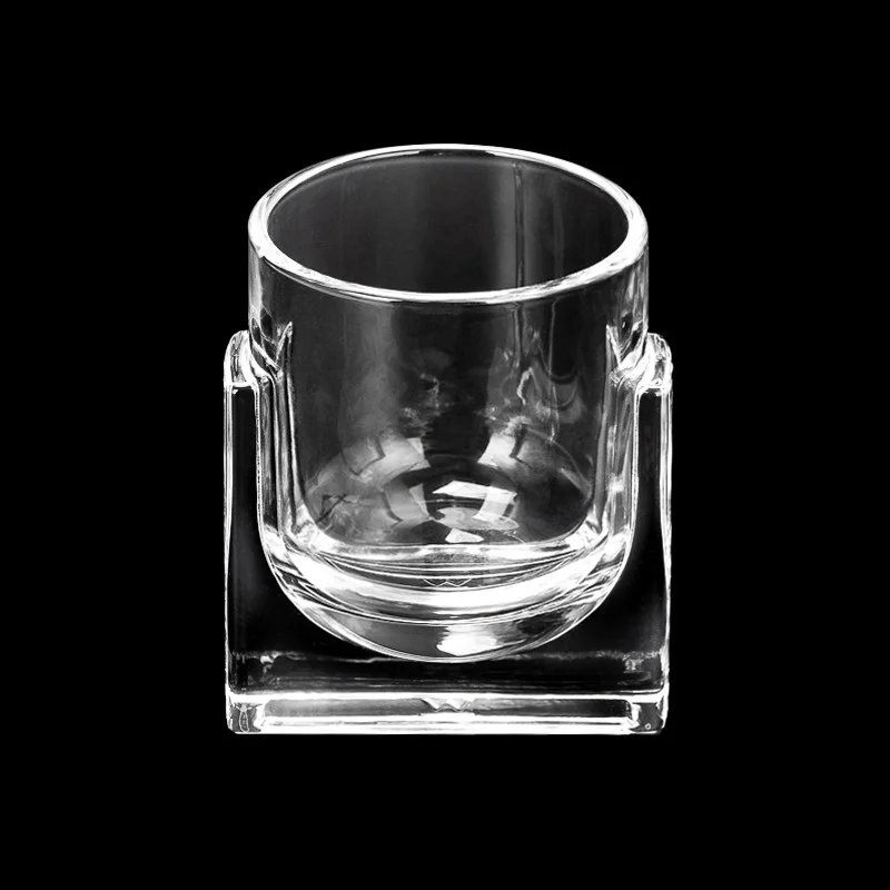 حامل شموع زجاجي مستدير 268 مل بالجملة مع قاعدة مربعة مع زخرفة مخصصة