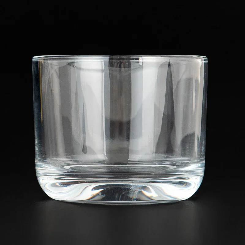 حامل شموع زجاجي مستدير 300 مل مزود بجدار أكثر سمكًا وقاع أكثر سمكًا