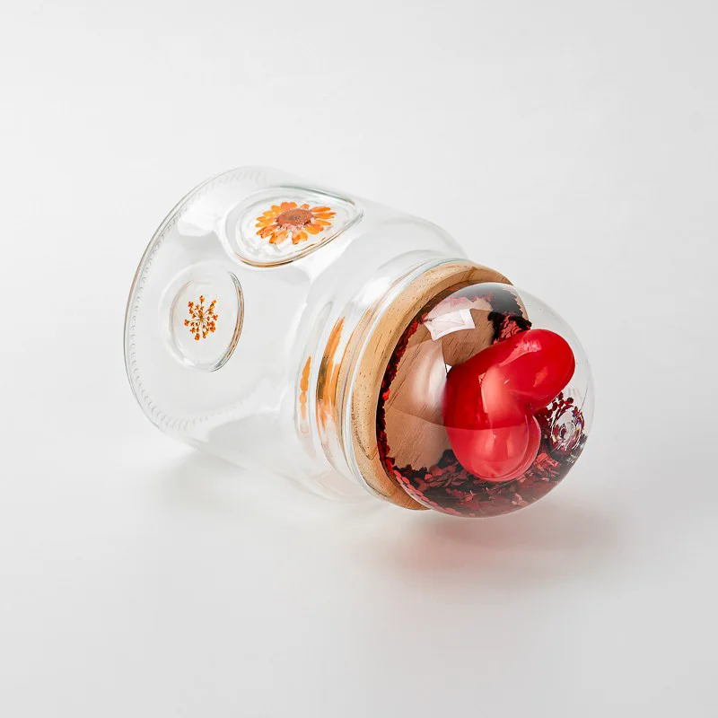 Home Decor Creative Style Glass 511ml Candle Jar with Wood Lid