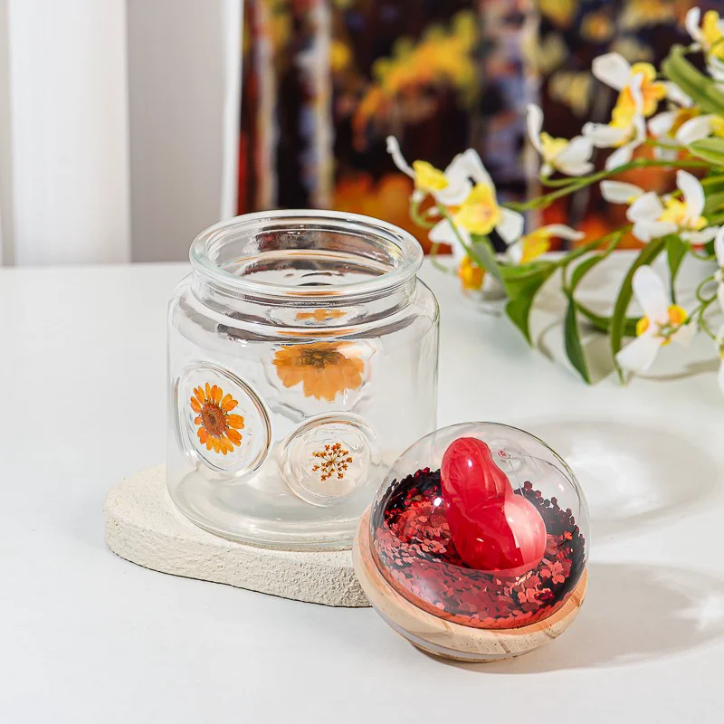 Home Decor Creative Style Glass 511ml Candle Jar with Wood Lid