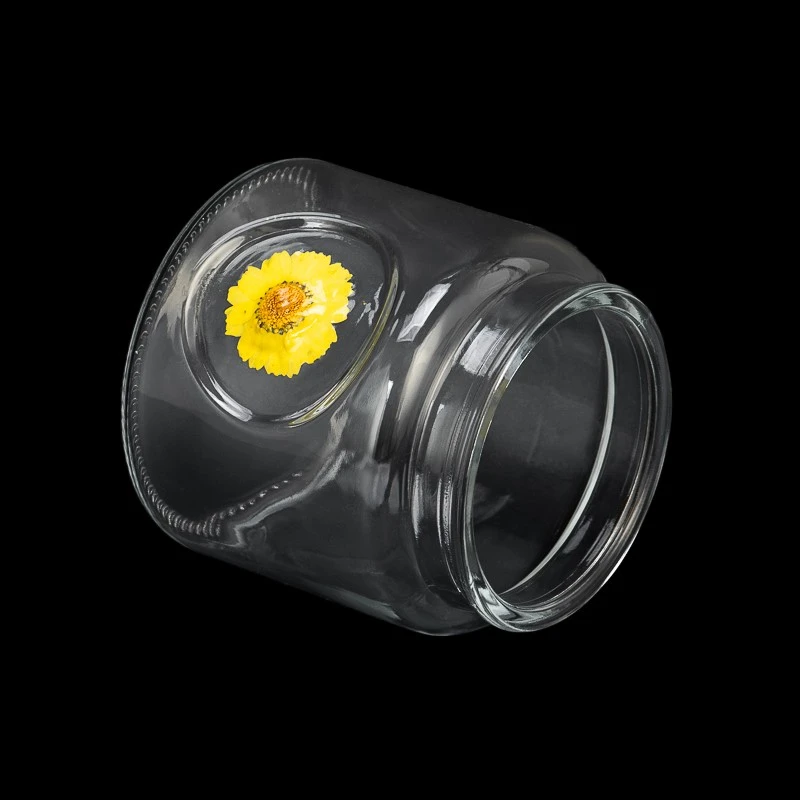 Creative Design Flower Decor Glass Jar Empty Candle Vessel
