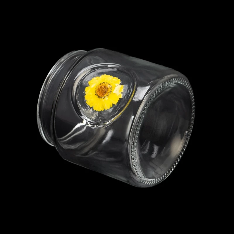 Creative Design Flower Decor Glass Jar Empty Candle Vessel