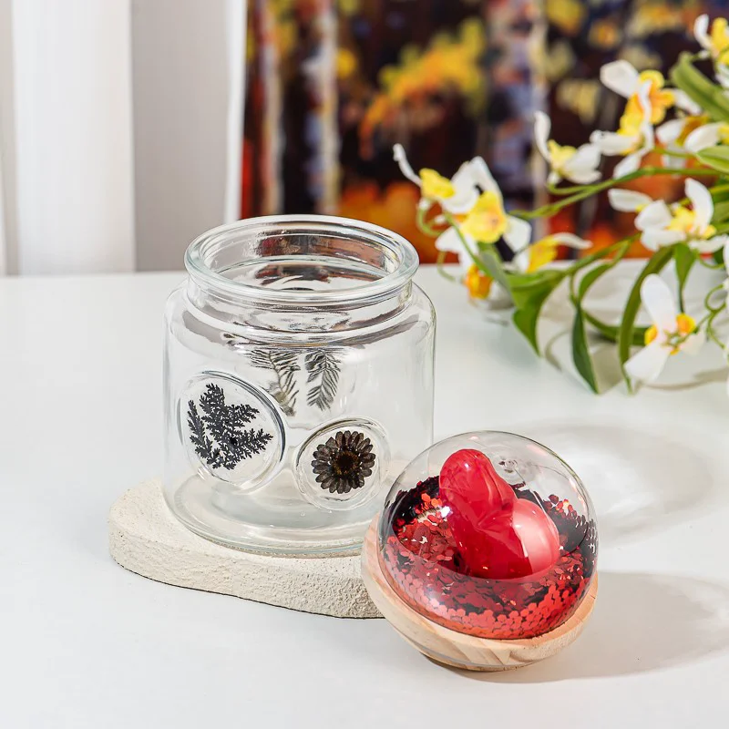 Debossed Pattern Glass Vessel 15oz Scented Candle Jar with Creative Lid