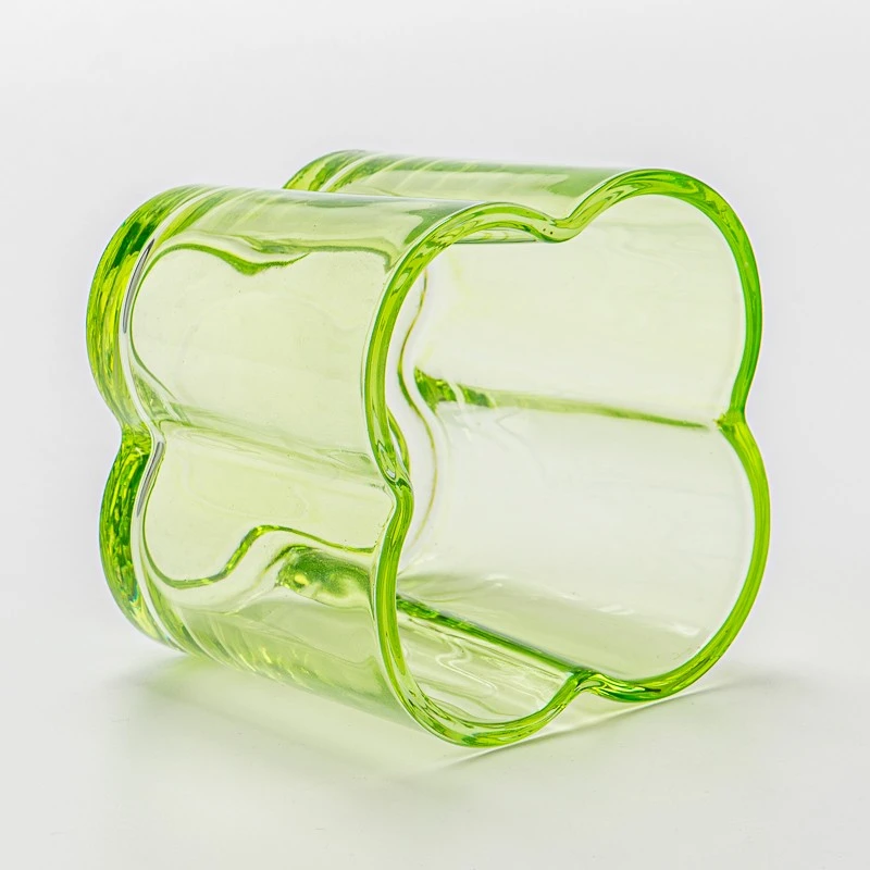 Wholesale 300ml custom color flower design glass candle jar with home decor