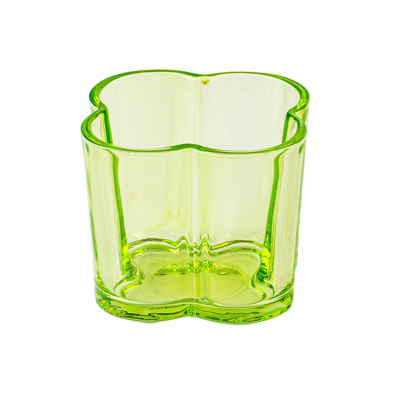 Wholesale 300ml custom color flower design glass candle jar with home decor