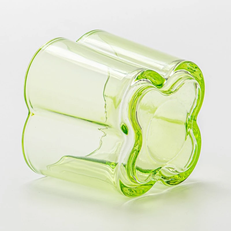 Wholesale 300ml custom color flower design glass candle jar with home decor