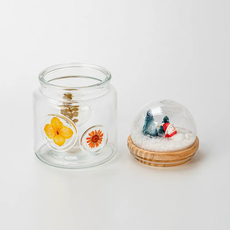 Home Decor Creative Glass Vessel 15oz Empty Candle Jar with Wood Lid