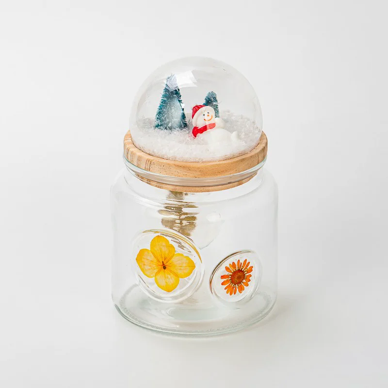 Home Decor Creative Glass Vessel 15oz Empty Candle Jar with Wood Lid