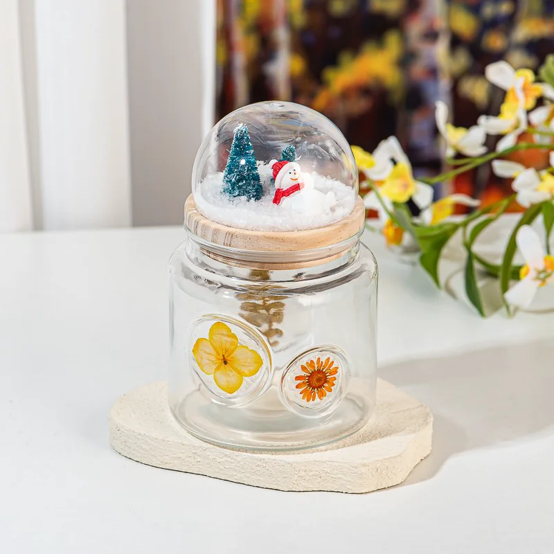 Home Decor Creative Glass Vessel 15oz Empty Candle Jar with Wood Lid