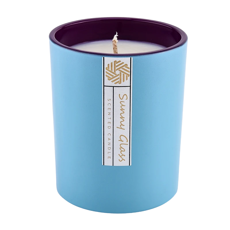 Frascos de velas de vidro de cor azul fresco por atacado