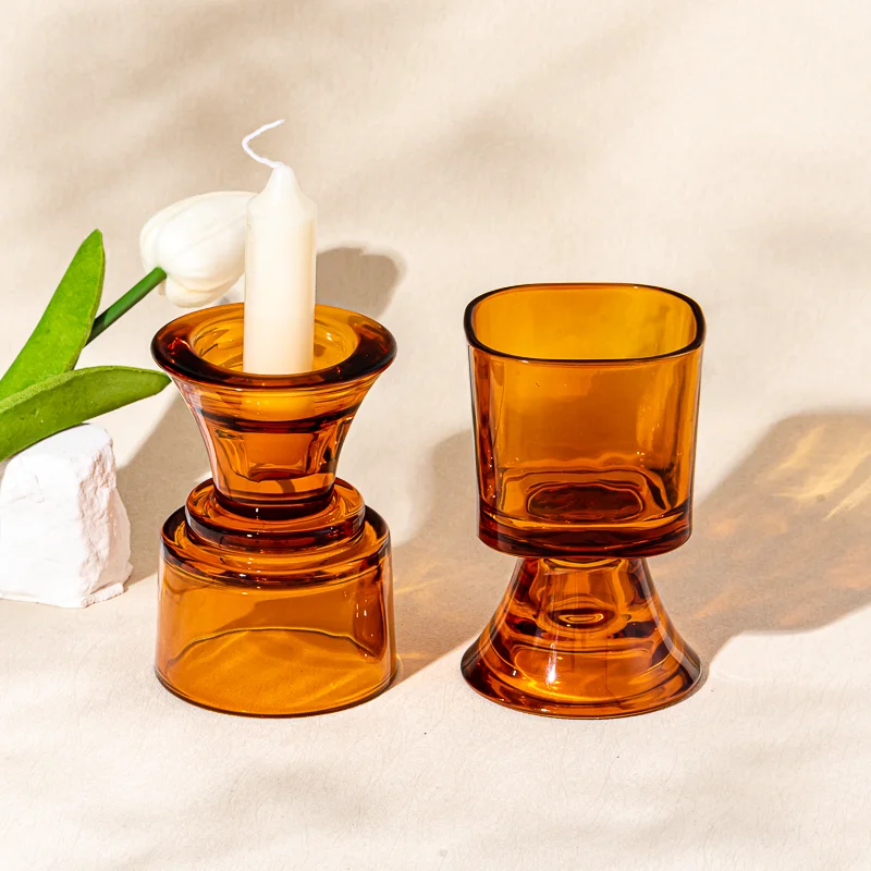 Luxury round glass candle container home decor 