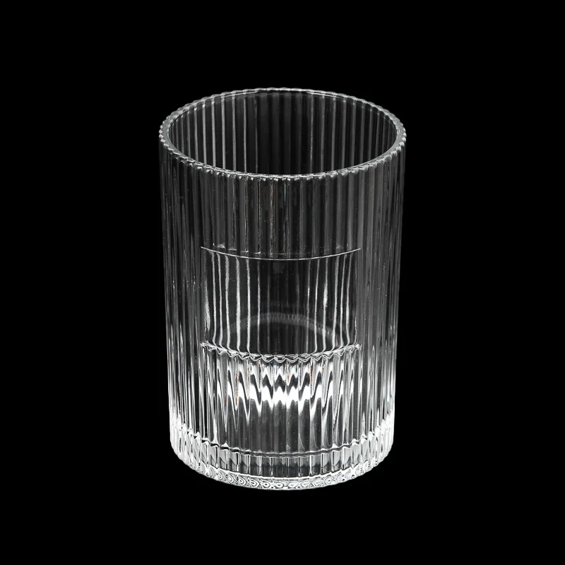 Fashionable Stripe Design Glass Vessel 700ml Scented Candle Jar Wholesaling