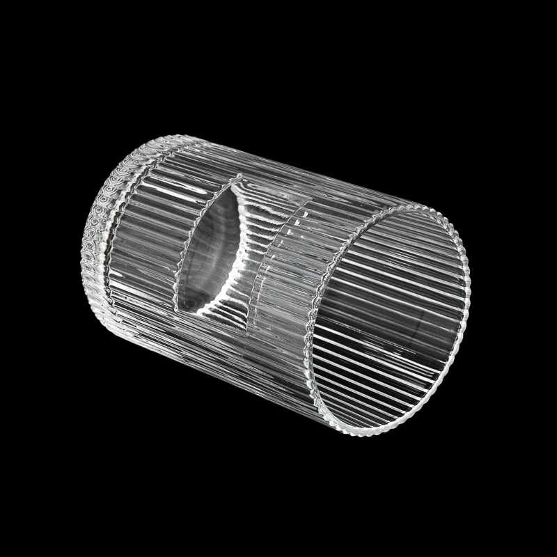 Fashionable Stripe Design Glass Vessel 700ml Scented Candle Jar Wholesaling