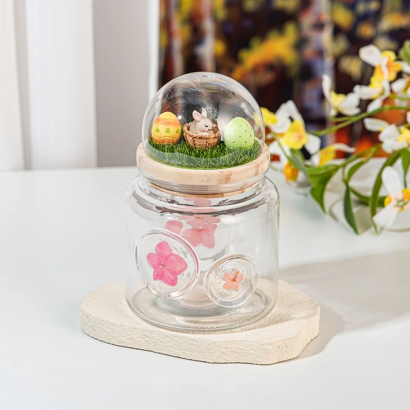 Home Decor Glass Vessel 15oz Empty Candle Vessel Glass with Creative Lid