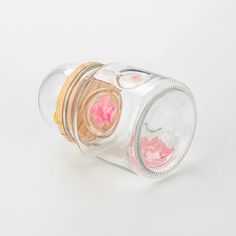 Home Decor Glass Vessel 15oz Empty Candle Vessel Glass with Creative Lid