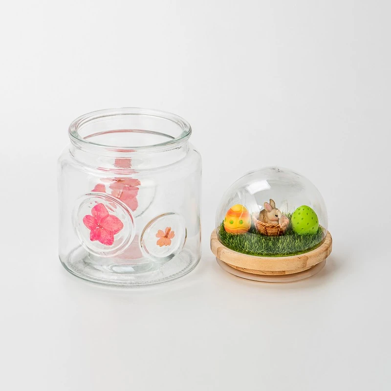 Home Decor Glass Vessel 15oz Empty Candle Vessel Glass with Creative Lid