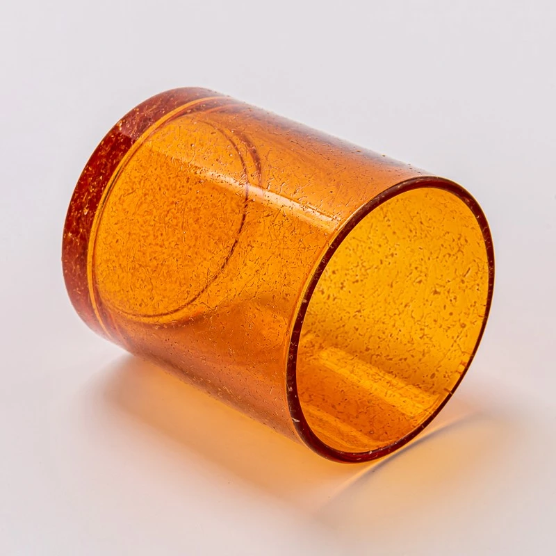 Modern Style Transparent Orange Glass Vessel 8OZ Empty Candle Jar for Home Decor