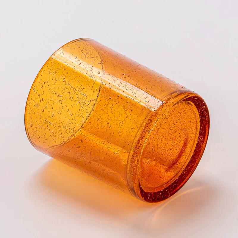 Modern Style Transparent Orange Glass Vessel 8OZ Empty Candle Jar for Home Decor