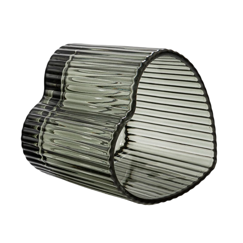 Heart shape Vertical Stripe glass candle jar home decor