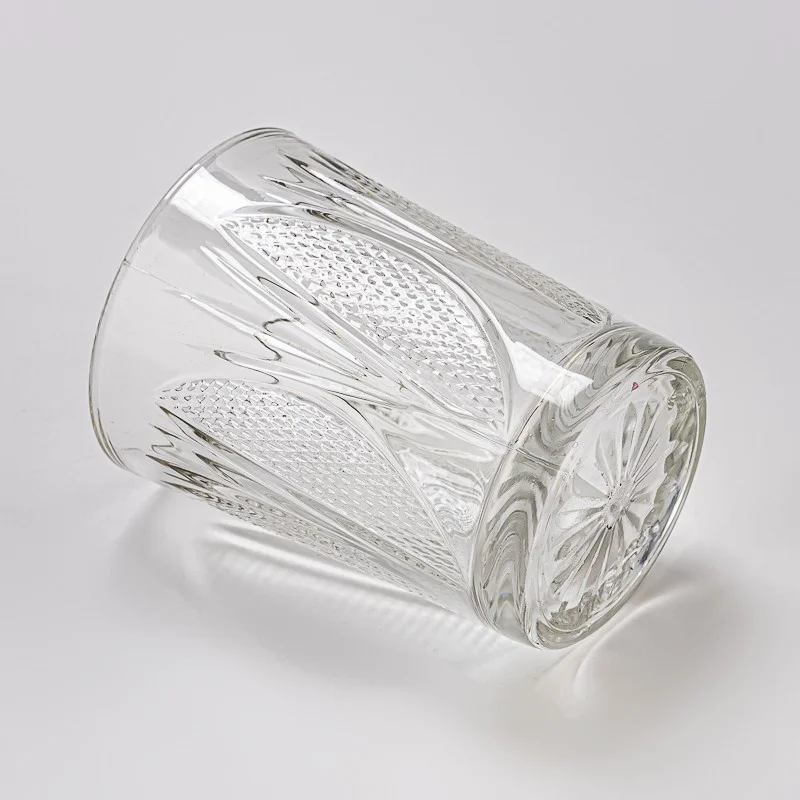 Wholesale Embossed Design Glass Cup Customize Color Candle Jar Glass