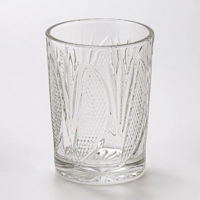 Wholesale Embossed Design Glass Cup Customize Color Candle Jar Glass