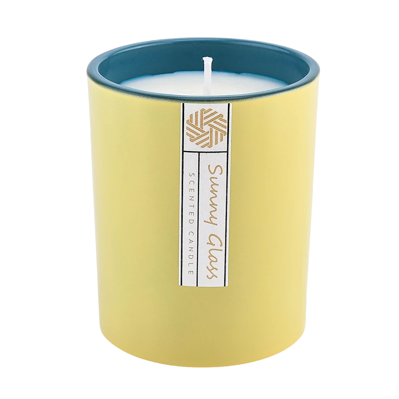 Wholesale Cream Yellow and Deep Green Glass Candle Jars