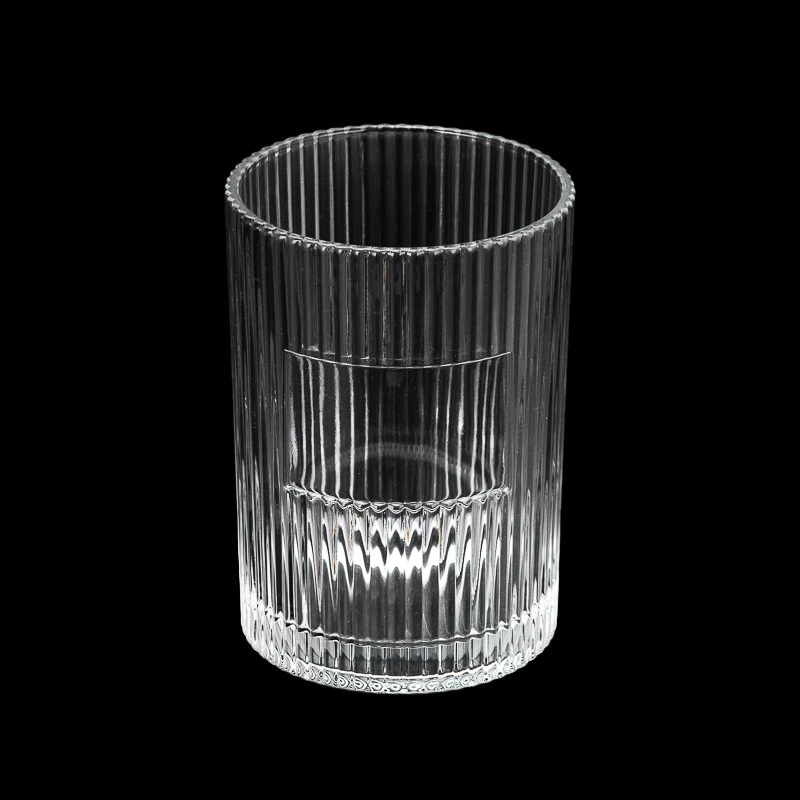 Fashionable Stripe Design Glass Vessel 700ml Scented Candle Jar Wholesaling